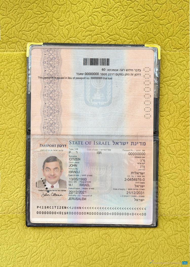 Download Israel passport 2021 present photolook Photoshop template